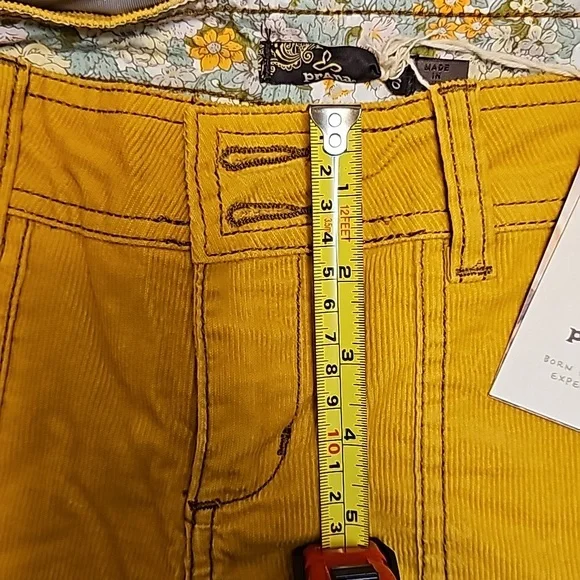prAna Suki Corduroy Mustard Gold Shorts Low Rise Bottoms Fall Women's Sz 6 NWT - Picture 12 of 13